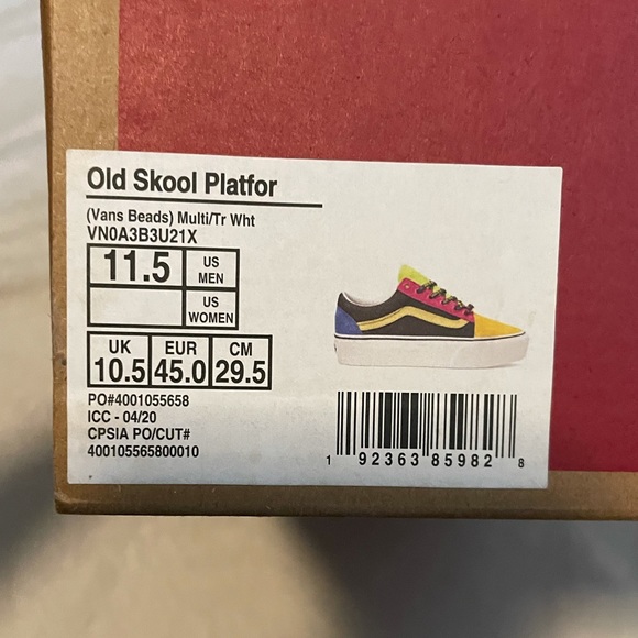 NEW Vans Old Skool Platform Vans Beads Multicolor White - Picture 7 of 7